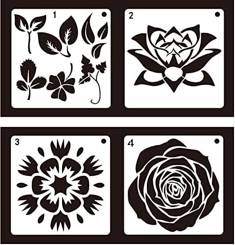 40 Pcs Floral Painting Stencils 6x6 Inches flower stencils for painting, Scrapbook and Art Projects (2 IDENTICAL Sets)...