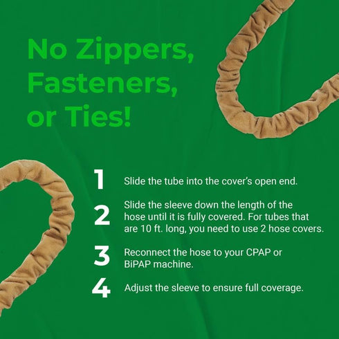 CPAP Hose Covers - Made in The USA - Soft Fleece CPAP Tube Cover with No Zipper and Ties - 9 ft. Long BiPAP & CPAP Insulated Hose Cover for 6 ft. ...