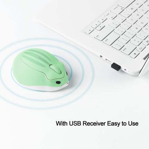 Wireless Mouse Cute Hamster Shape Less Noice Portable Mobile Optical 1200DPI Mice Ergonomic Design Cordless Mouse with USB Receiver for PC/Laptop/...