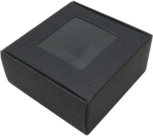 FERENLI 20Pcs Kraft Paper Window Boxes Clear Plastic Gift Wrapping Box Small Wedding Party Favor Cardboard Jewelry Display Packaging Supplies (3.3...