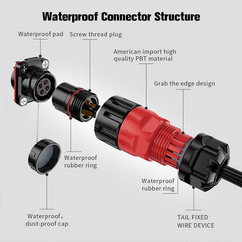 4 Pin Connector, Waterproof Industrial Solder Connector, Aviation Wire Connector for Automotive, Power, Marine, and Other Indoor/Outdoor Electrica...