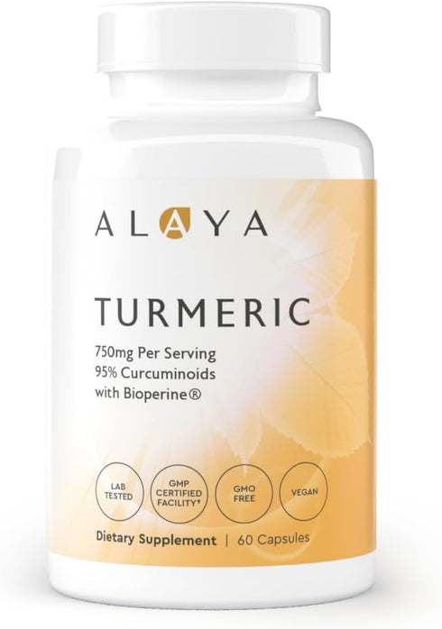 Alaya Naturals - Premium Turmeric Curcumin with Bioperine - 750 mg with 95% Standardized Curcuminoids Per Capsule - High Potency, Absorption, & Av...