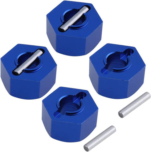 HobbyPark Aluminum 12mm Hex Wheel Hubs Nuts w/Pins Replacement of 1654 for RC Traxxas 1/10 Slash 4x4 & Stampede 4WD (4-Pack) (Navy Blue)...