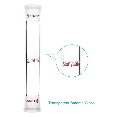 stonylab Glass Straight Connecting Adapter, Borosilicate Glass 90mm Between Two 19/22 Ground Outer Standard Taper Joints for Laboratory Lab Supply...
