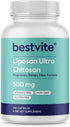BESTVITE Liposan Ultra Chitosan 500mg (240 Capsules) - Patented Faster Acting Than Regular Chitosan - No Stearates - No Fillers...