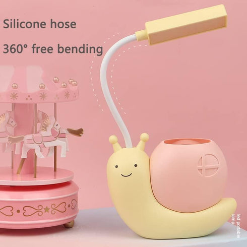 Cute Kids Lamp with Pen Holder,LED Desk Lamp for Child,Snail Shape USB Charging Student Learning Eye Protection Lamp with 360° Bendable Adjustable...