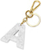 Gold KeyRing White Initial Pendant Thick Letter A B C D E F G Key Chain Bag Pendant for Men and Women...