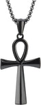 Cross Pendant for Car Rear View Mirror Decor Hanging Ornament Stainless Steel Coptic Ankh Cross Necklace Amulet Crucifix Jewelry Adult Men Christi...