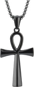 Cross Pendant for Car Rear View Mirror Decor Hanging Ornament Stainless Steel Coptic Ankh Cross Necklace Amulet Crucifix Jewelry Adult Men Christi...