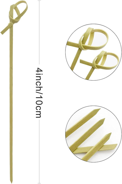 BLUE TOP Bamboo Cocktail Picks 200 PCS Bamboo Skewers 4 Inch with Looped Knot, Food Picks,Party Toothpicks for Appetizers,Cocktail Drinks,Barbecue...