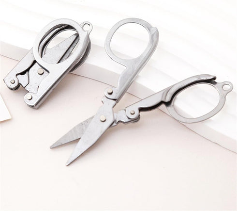 Folding Scissors, 2Pcs Stainless Steel Folding Scissors Pocket Portable Foldable Travel Scissors Small Craft Cutter, Silvery...