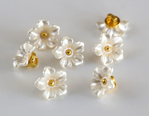 Flower Buttons for Sewing Plastic Craft Button 13mm(0.52 Inch) Pearl White Yellow 3 Colors Mix Pack of 30pcs...
