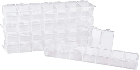 PH PandaHall 8 Pack 7 Grids Jewelry Dividers Box Organizer Clear Plastic Bead Case Storage Container for Beads, Jewelry, Nail Art, Small Items Cra...