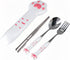 3 Piece Cartoon Cute Cat Claw Spoon Fork Chopstick Set Outdoor Camping Portable Tableware Set(pink)...