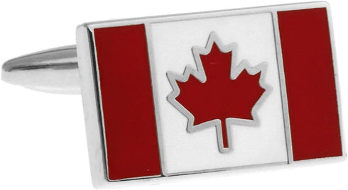 Canada Flag Pair of Cufflinks in a Presentation Gift Box & Polishing Cloth...
