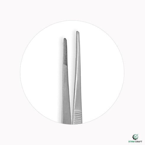 Thumb Dressing Forceps, Mulipurpose Tweezer Stainless Steel, Serrated Tip Straight 5.5 Inch...