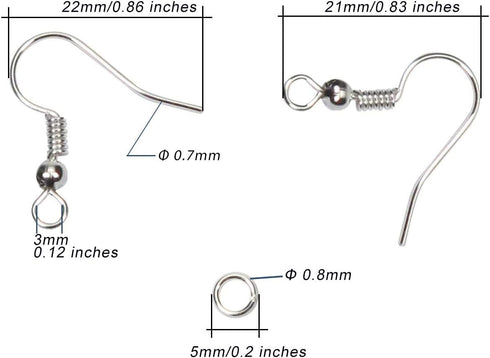 120 Sets Earring Hooks with Jump Rings for Jewelry Making, Tarnish Resistant 0.86 inch Fishhooks for DIY Earring Supplies,Stainless Steel Earring ...