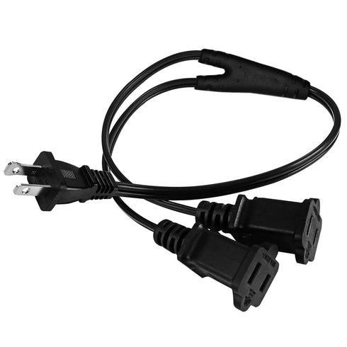 Nema 1-15P to Dual 1-15R Splitter Cable Polarized,US AC 2-Prong Male and Female Power Cable SPT2 18AWG 10A/125V (Straight 2Ft)...