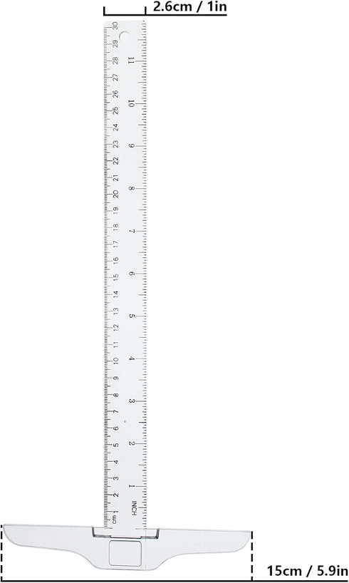 2Pcs Junior T-Square Plastic Transparent T-Ruler 30cm/ 12 Inch for Drafting & Art Framing...