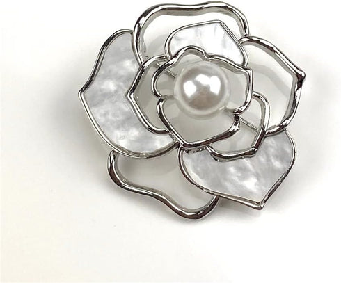 Elegant Pearl Camellia Flower Brooch For Women Lady Wedding Party Vintage Badges Lapel Pin Coat T-shirt Dress Clothing Accessories Jewelry Gift...