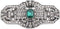 LARGE Antique Vintage Classic Art Deco Style Silver Tone Green Emerald Rhinestone Statement Bridal Wedding Brooch Pin...