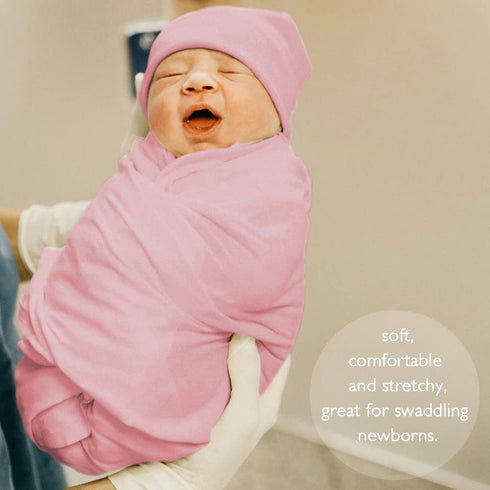 OWLOWLA Newborn Swaddle Set Stretch Wrap Swaddle Receiving Blanket for Baby Boy Girl(Blush-rm)...