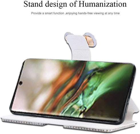 Omio for Galaxy Note 10 Plus Wallet Case Luxury Bling Diamond Card Holder with Stand Feature Sparkle Crystal Bowknot Shockproof Bumper Flip Cover ...