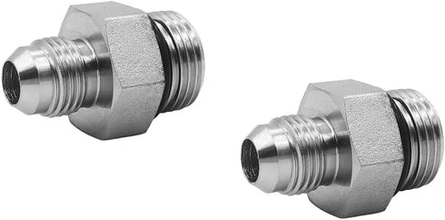 (2-PACK) 6400-06-08-O Hydraulic Hose Adapter Fitting 3/8" Male JIC 37° Flare (9/16"-18UNF) × 1/2" Male O-Ring Boss (3/4"-16UNF) SAE Straight Pipe ...