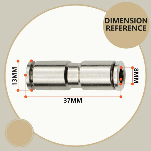3 Pcs 8mm Straight Push in Connect Pneumatic Fitting,2 Way Nickel Plated Brass Quick Release PU Air Line Adapter...