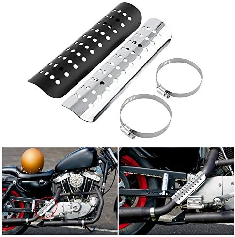 VGEBY Chrome Muffler Pipe Heat Cover Heel Guard (Silver) System Supplies Motorcycle Heat Motorcycle Heat...