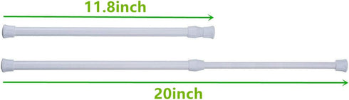 Cupboard Bars Tension Rods, 4 Pack Spring Tensions Rods 11.8-20 Inches Steel Adjustable Tension Curtain Rod Closet Rod Window Rods (White)...