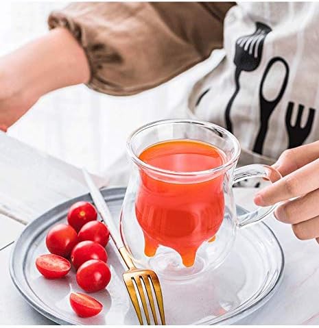 Double Wall Glass Cup - Creative Cup Cute Calf Insulated Mugs Thermo Coffee Milk Cups Creamer Pitcher (230ML/7.7oz)...