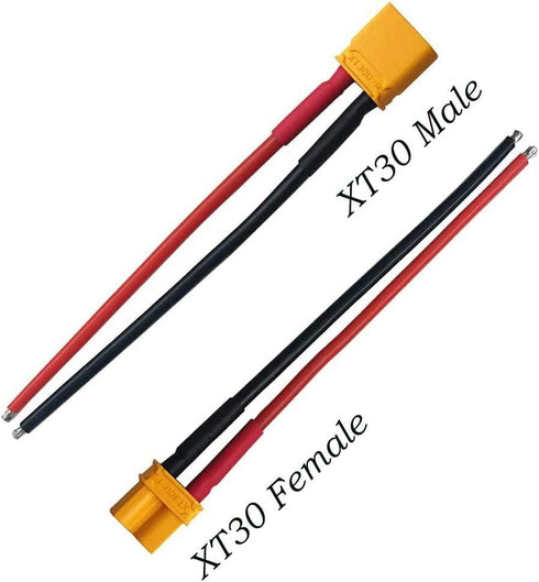 5Pairs XT30 Plug Male Female Connector with 100mm 16AWG Silicone Wire for RC LiPo Battery FPV Drone...