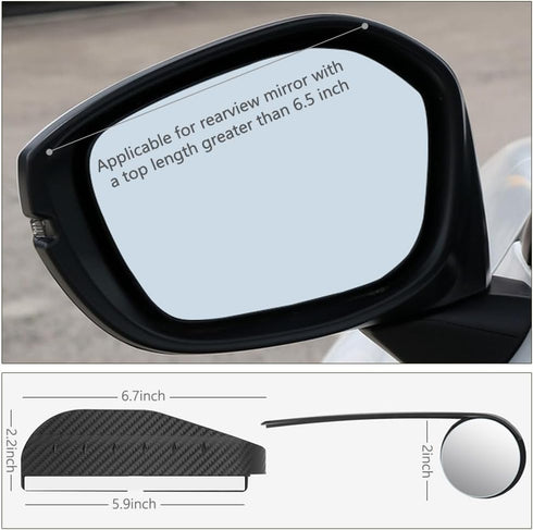 Blind Spot Mirrors, Side Rear View Mirror Rain Visor Guard, Reversing Auxiliary Round Convex Blind Area Mirror, Wide Angle Adjustable for Car SUV ...