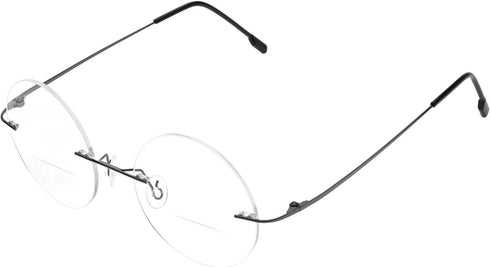 Fuisetaea Round Rimless Frame Reading Glasses for Men Women +2.50 Titanium Alloy Lightweight Readers Eyeglasses...
