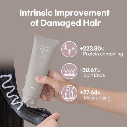 L04 korean keratin leave-in conditioner treatment hair cream, keratin pro booster contain 10,000ppm protein for frizzy dry damaged hair/korean hai...