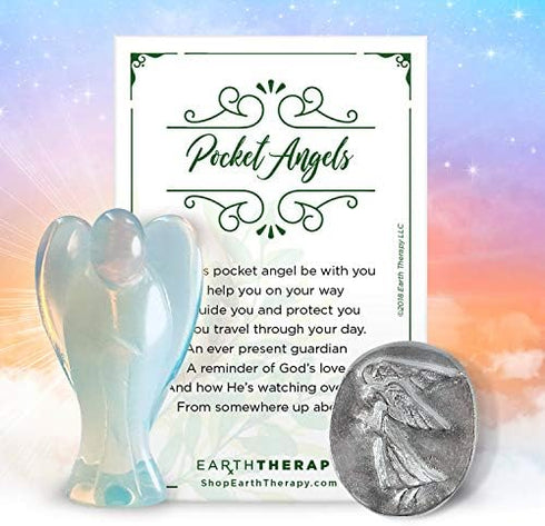 Pocket Guardian Angel Healing Pack | Includes Opalite Angel Figurine, Angel Token Coin and Serenity Prayer Card...
