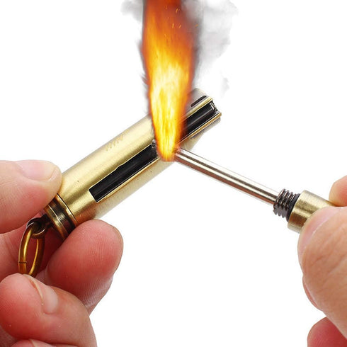 Keychain Matchstick Fire Starters, Waterproof Permanent Metal Match with Flint Matchstick, Portable Kerosene Refillable Lighter for Emergency Surv...