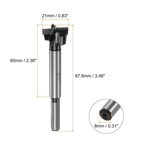 Forstner Drill Bit 21mm (13/16") K30/C1 Tungsten Carbide Tip Triangle Shank Wood Forstner Bit Opener Cutter for Hinge Hole Drilling Woodworking...