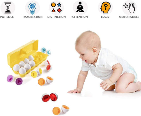 Easter Matching Eggs Connect Eggs Carton Toys Gifts for 1 2 3 Years Old Kids Toddler Baby Girls Boys Shape Color Egg Play Learn...