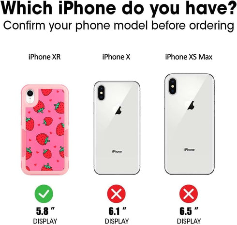 Designed for iPhone XR Pink Strawberry Phone Case Heavy Duty Protective Shockproof and Anti Drop Cute Pink Strawberry Suitable Phone Case...