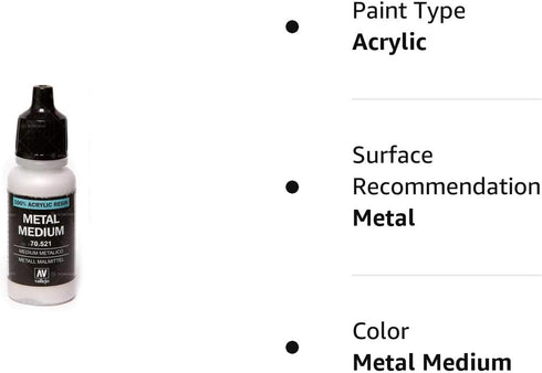 Vallejo Acrylic Paint, Metallic Medium...