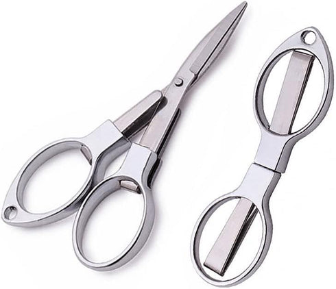 2 Pieces Stainless Steel Scissors Anti-Rust Folding Scissors Glasses-Shaped Mini Shear for Home and Travel Use...