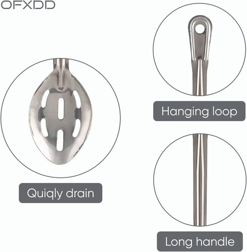 Perforated Stainless Steel Spoon - Serving Slotted Spoons for Restaurant - Large Metal Commercial Tablespoon for Cooking 3 Pcs...