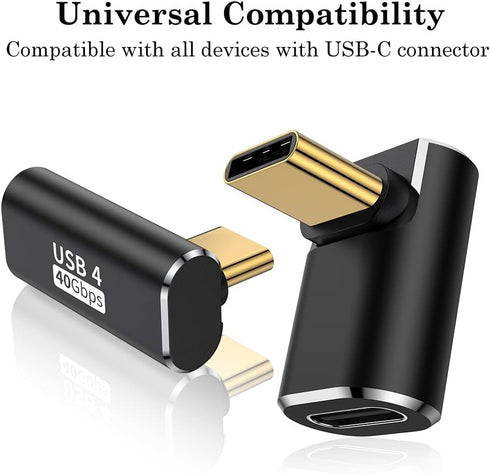 AuviPal USB C 90 Degree Adapter (Two Styles), 100W USB C Male to USB C Female Right Angle Extender Connector for Steam Deck, Meta Quest, MacBook, ...