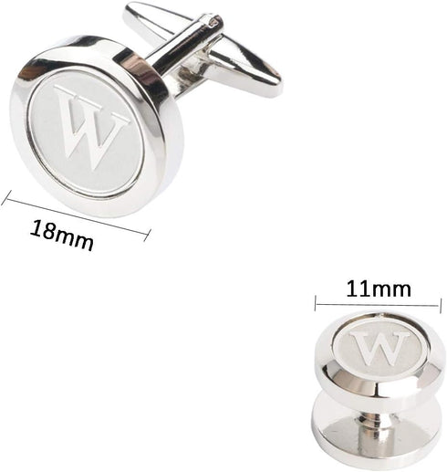 Mens Cufflinks and Studs Tuxedo Shirts Business Wedding Initials Alphabet A-Z Gift Set...