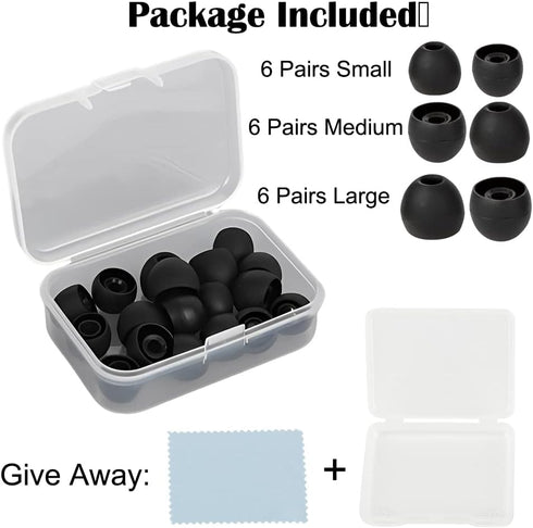 18 Pairs Earbud Tips Replacement Earbud Tips Earbud Replacement Tips Fit for in-Ear Headphones(Inner Hole from 4mm-5.5mm Earphones) Earbud Covers ...