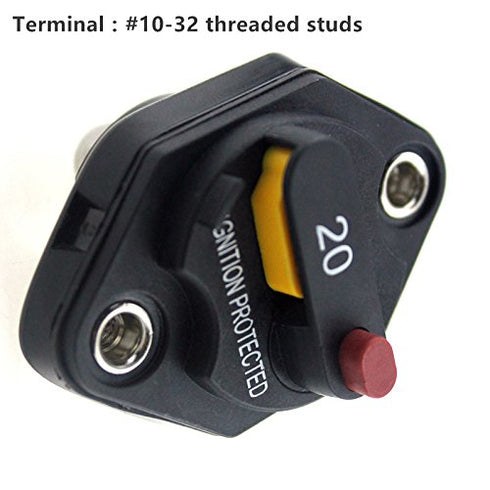 ZOOKOTO 20A Circuit Breaker Fuse Inverter with Manual Reset Button for Auto Truck RV Marine Trailer Waterproof 12V-32V DC 20 Amps...