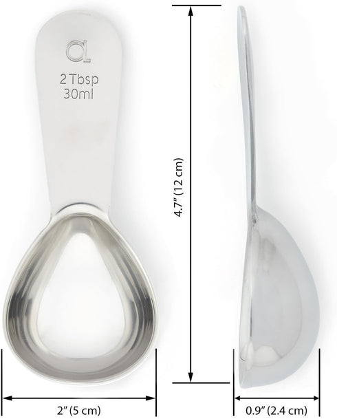 Apace Living Coffee Scoop (Set of 2) - 2 Tablespoon (2 Tbsp / 1/8 Cup / 1 oz) - The Best Stainless Steel Measuring Spoons for Coffee, Tea, and Mor...