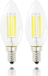 E14 LED Filament Candle Shape Light Bulb,E14 European Base Bulb,Daylight 6000K 600LM 60W Equivalent,C35 Clear Glass Torpedo Shape Bullet Top,No-Di...